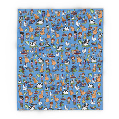 “Cozy on the Farm” – Amber Waves Arctic Fleece Blanket (Blue)