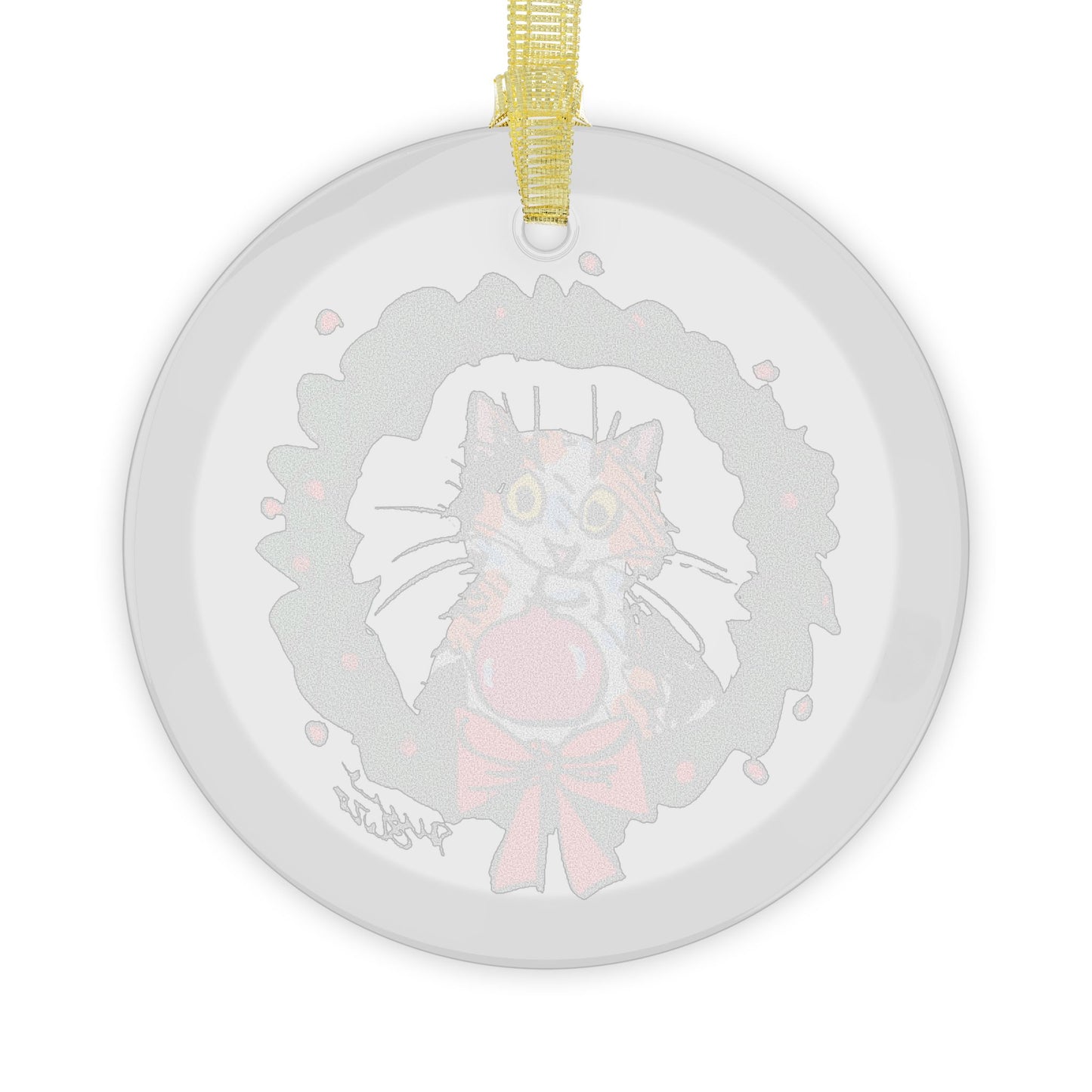 Six Chix- "A Kitty Christmas" Glass Ornament by Stephanie Piro