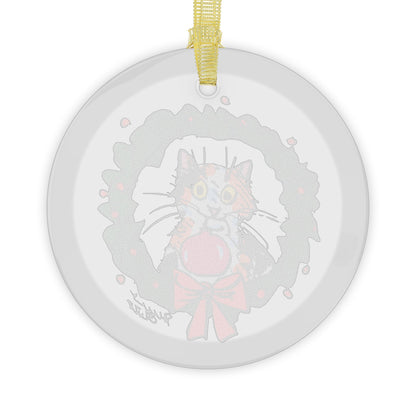 Six Chix- "A Kitty Christmas" Glass Ornament by Stephanie Piro