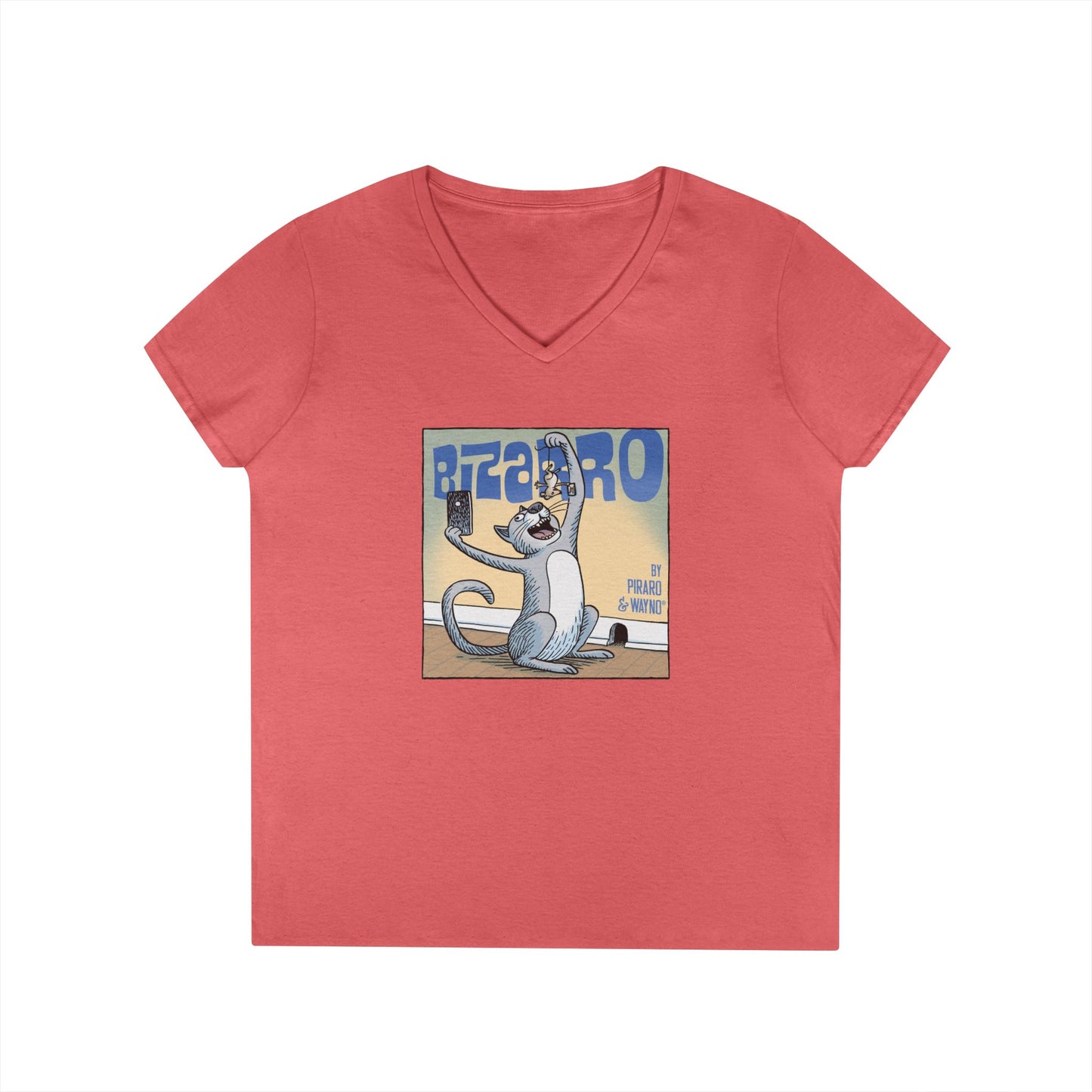 Bizarro Ladies' “Cat and Mouse” V-Neck T-Shirt
