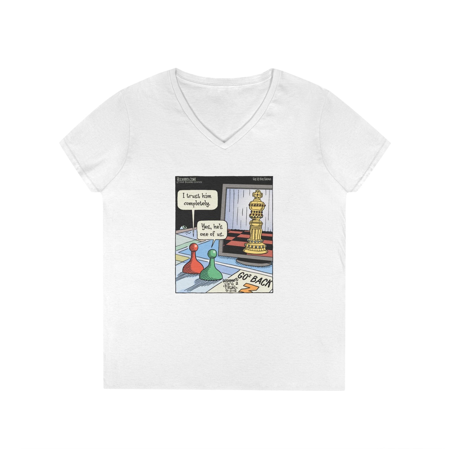 Bizarro Ladies' “Chess” V-Neck T-Shirt