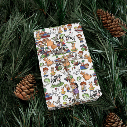 “Farm Fresh Wraps” – Amber Waves Wrapping Paper (White)