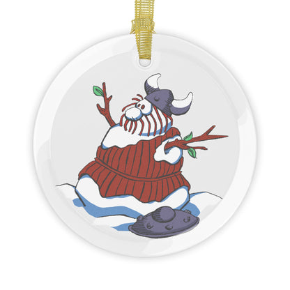 Hägar the Horrible Viking Snowman Glass Ornament: A Charming Twist on Viking Holiday Cheer