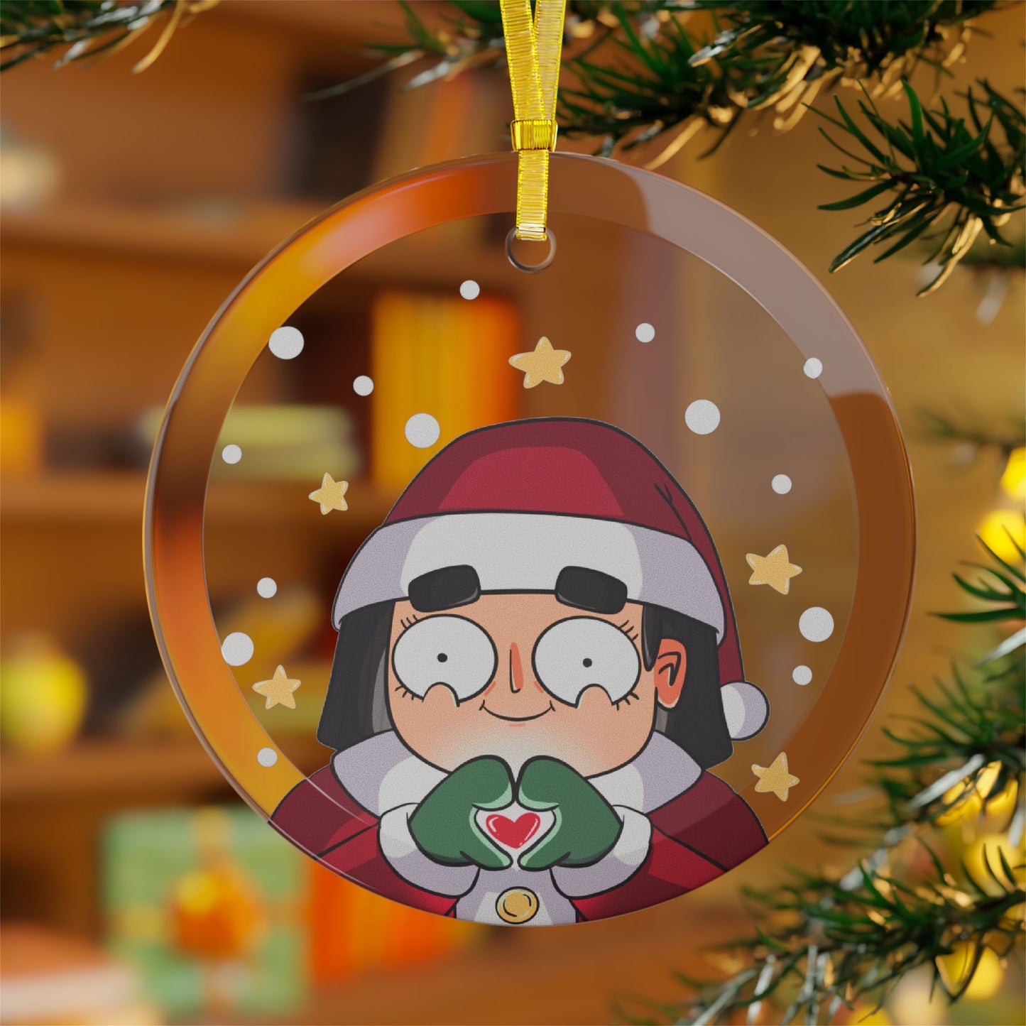 Comiclicious "Heart Hands" Glass Holiday Ornament: A Touch of Love and Creativity for Your Tree