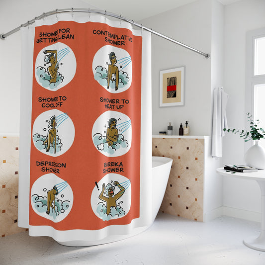 The Six Types of Showers – Illustrated Shower Curtain by Maritsa Patrinos