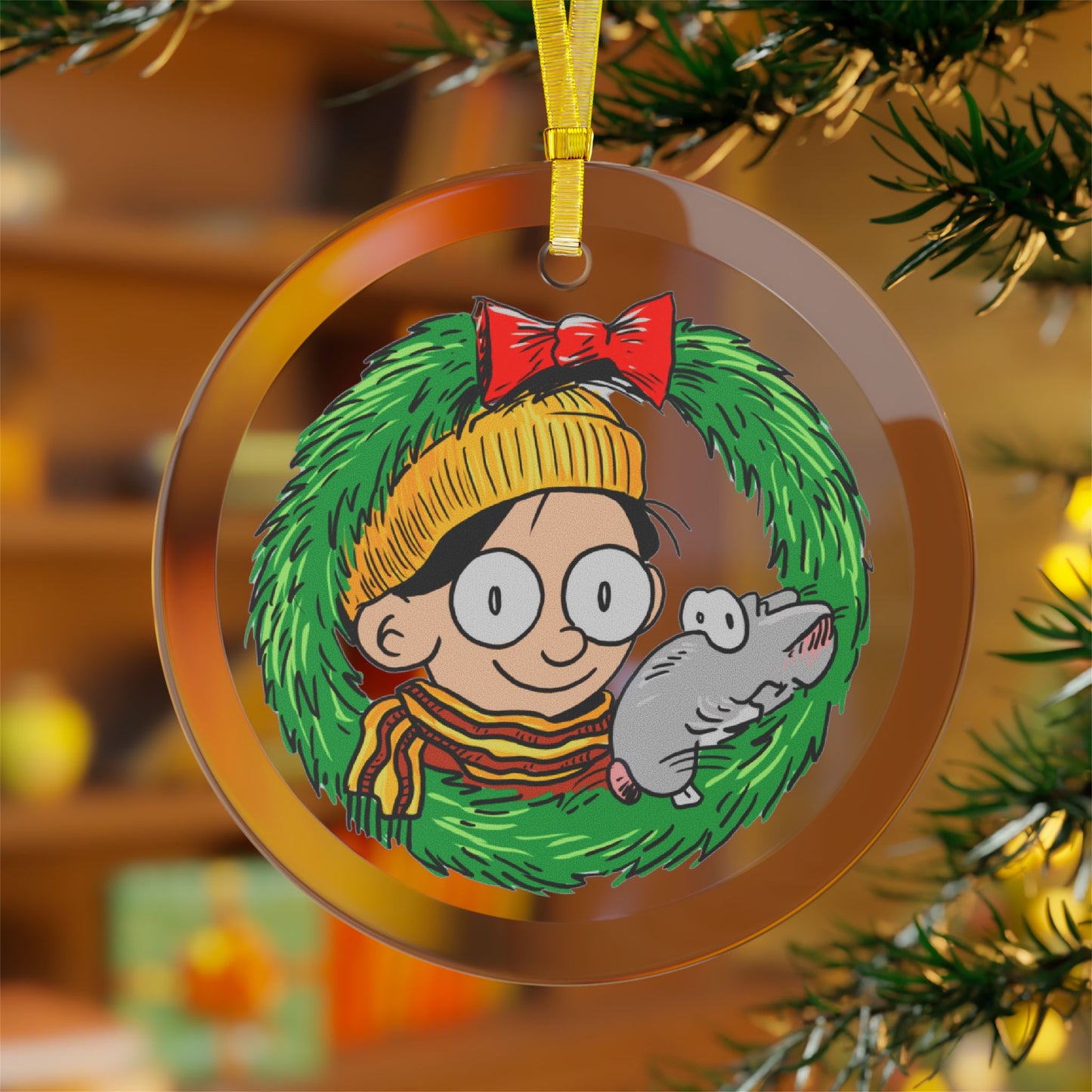The Brilliant Mind of Edison Lee- "Merry and Bright Ideas" Glass Ornament