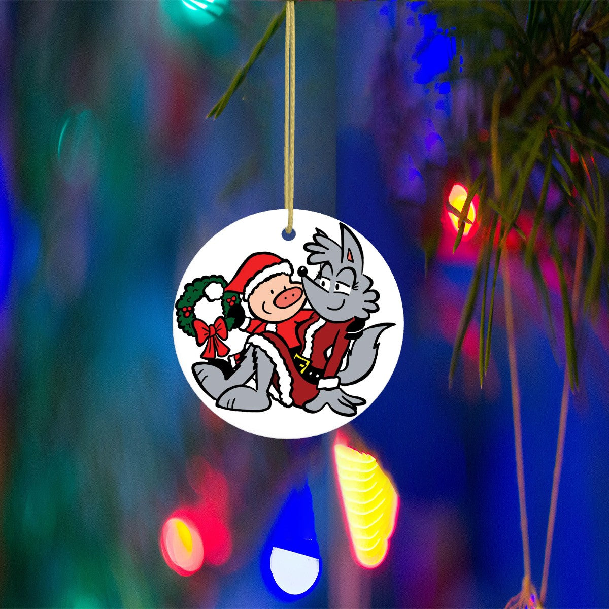 Suburban Fairytales "Huffin' Around the Mistletoe" Ceramic Ornament