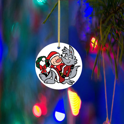 Suburban Fairytales "Huffin' Around the Mistletoe" Ceramic Ornament