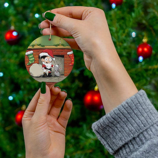 Edison Lee "Down the Chimney" Ceramic Holiday Ornament