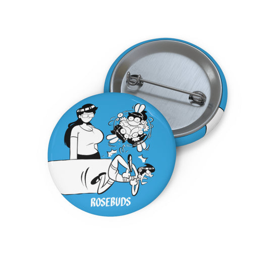 Rosebuds - Sister Chaos Blue Metal Pin