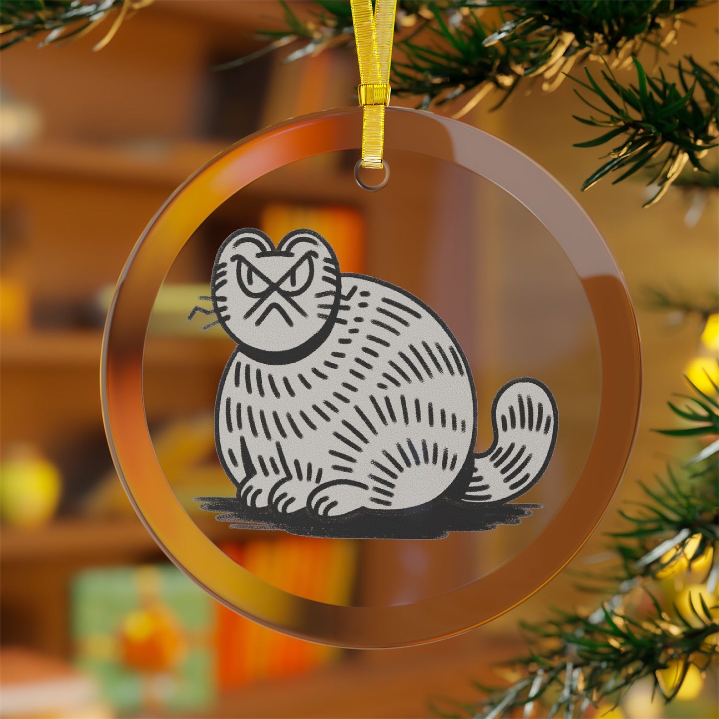 Working Cats "Khan" Glass Ornament - Great Gift for Pet Lovers