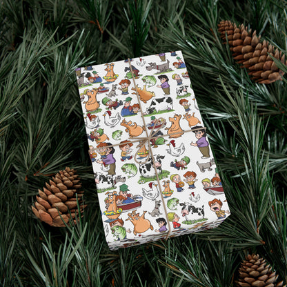 “Farm Fresh Wraps” – Amber Waves Wrapping Paper (White)