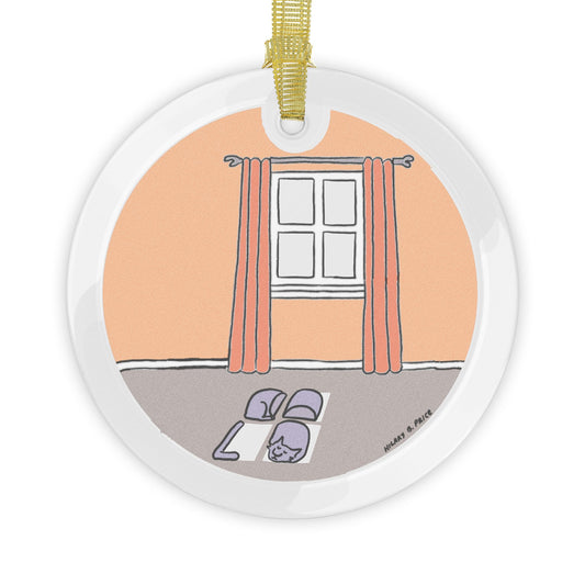 Rhymes With Orange "Feline Fine" Glass Ornament