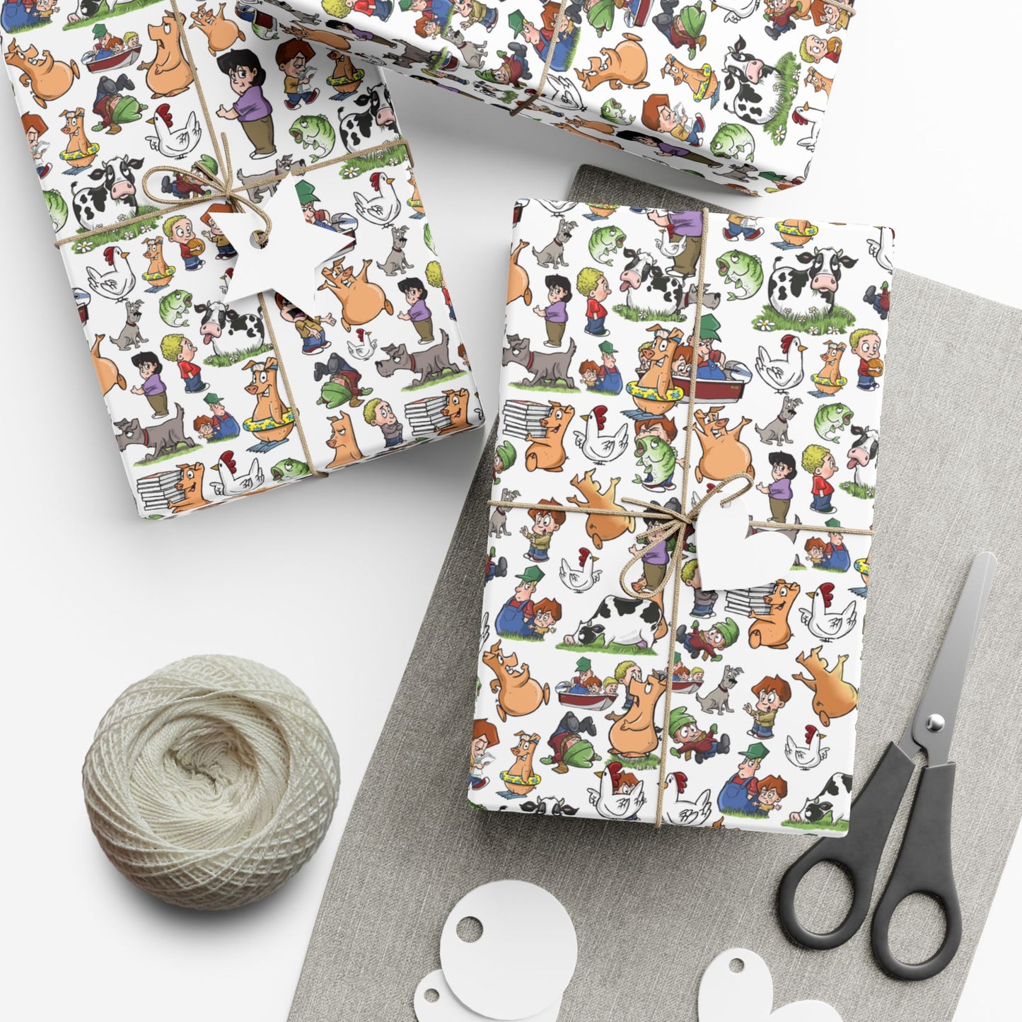 “Farm Fresh Wraps” – Amber Waves Wrapping Paper (White)