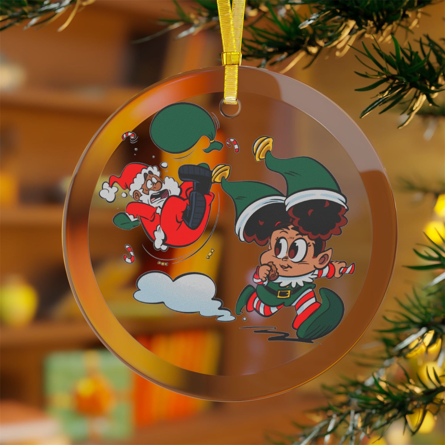 Beware of Toddler - "Holiday Chaos" Glass Ornament