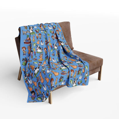 “Cozy on the Farm” – Amber Waves Arctic Fleece Blanket (Blue)