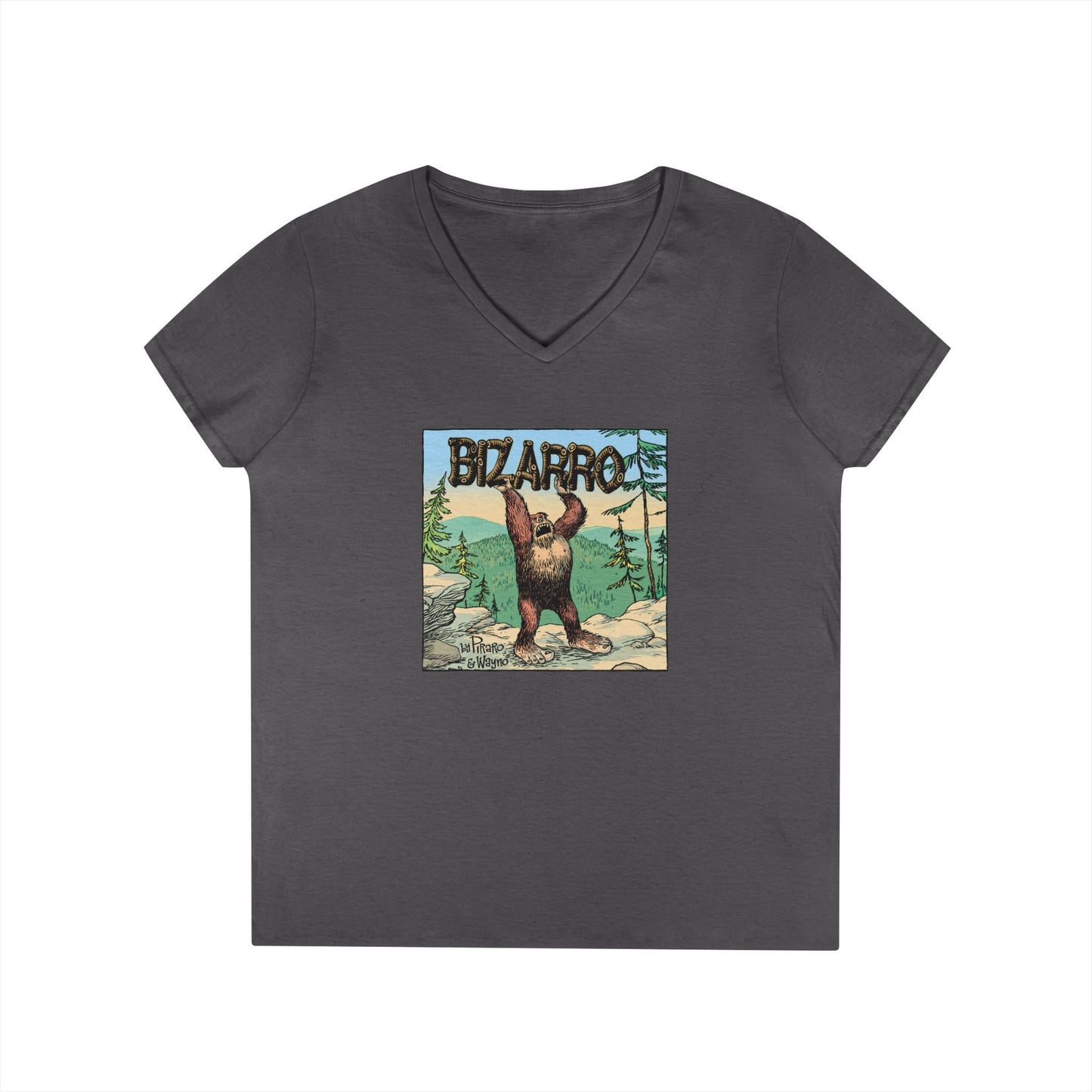 Bizarro Ladies' “Bigfoot Nature” V-Neck T-Shirt