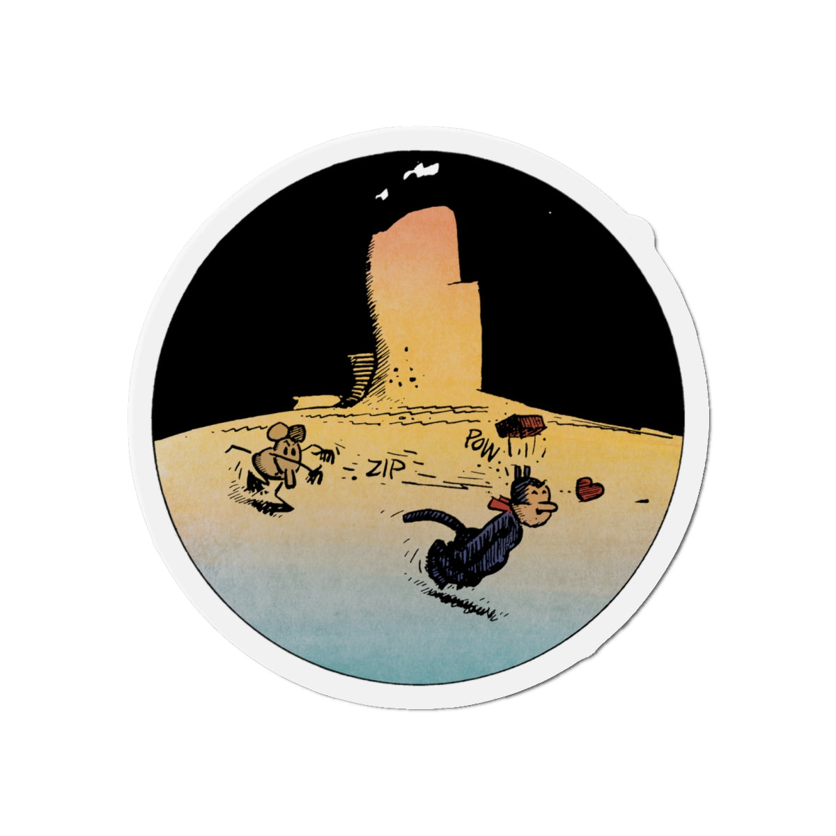 Krazy Kat "Hit With a Brick" Round Magnet