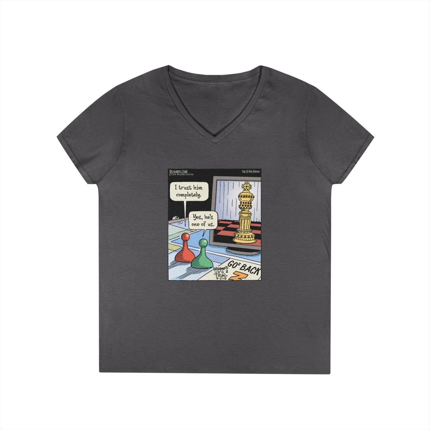 Bizarro Ladies' “Chess” V-Neck T-Shirt