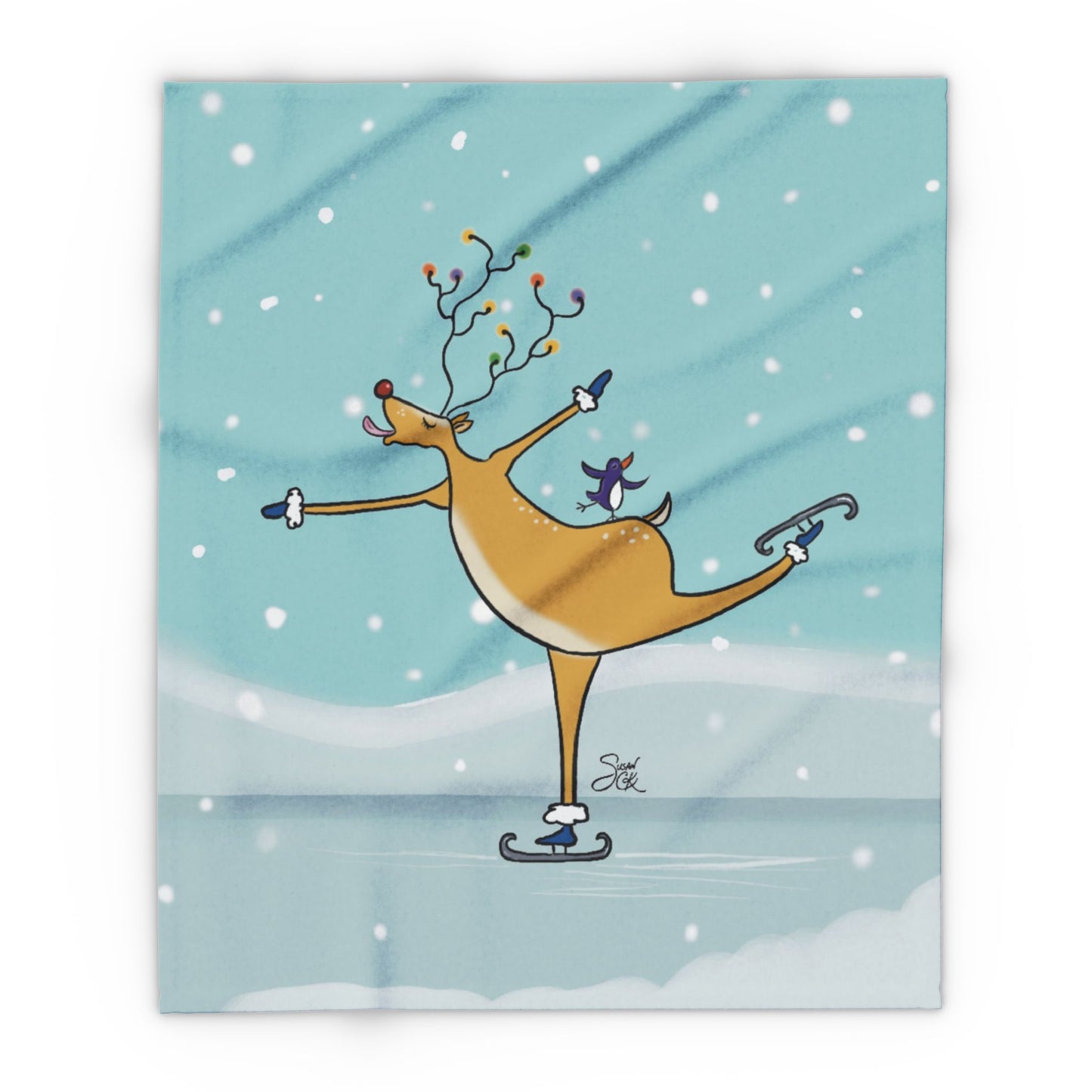 Six Chix- "Rein-Deer" by Susan Camilleri Konar Arctic Fleece Blanket