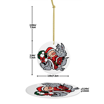 Suburban Fairytales "Huffin' Around the Mistletoe" Ceramic Ornament