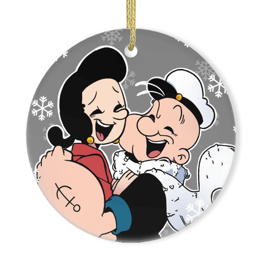 Snowflake Sweethearts- Olive and Popeye Ceramic Ornament