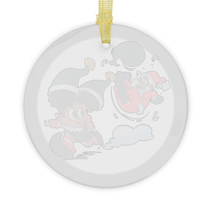 Beware of Toddler - "Holiday Chaos" Glass Ornament