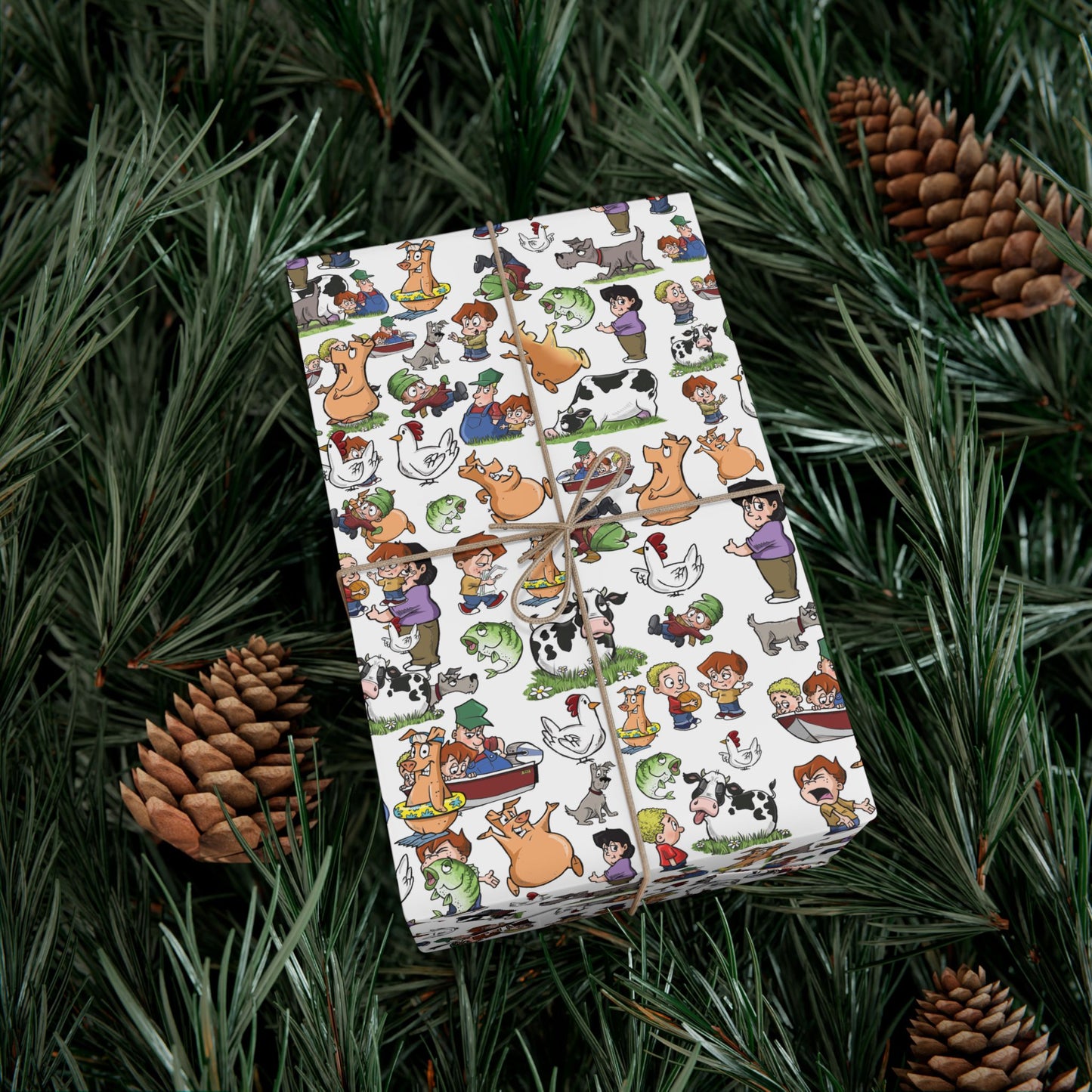 “Farm Fresh Wraps” – Amber Waves Wrapping Paper (White)