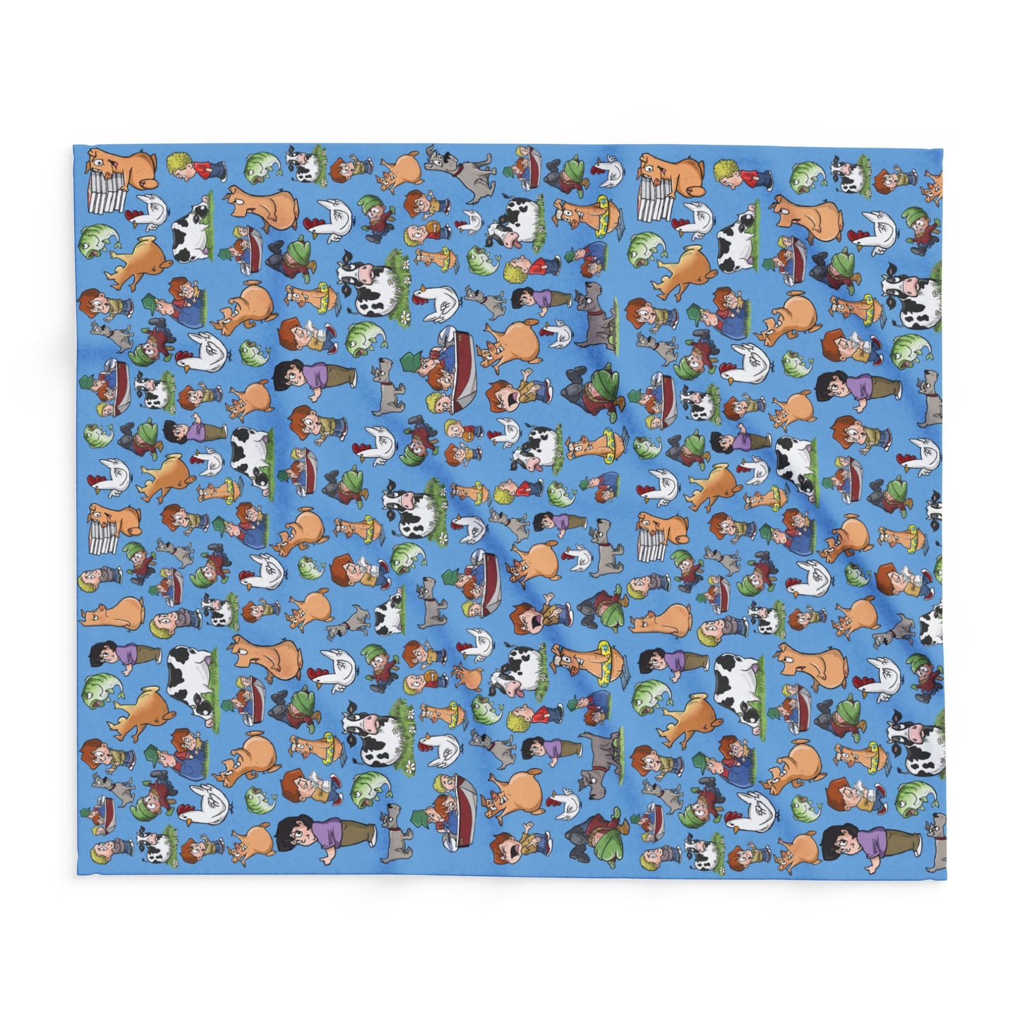 “Cozy on the Farm” – Amber Waves Arctic Fleece Blanket (Blue)