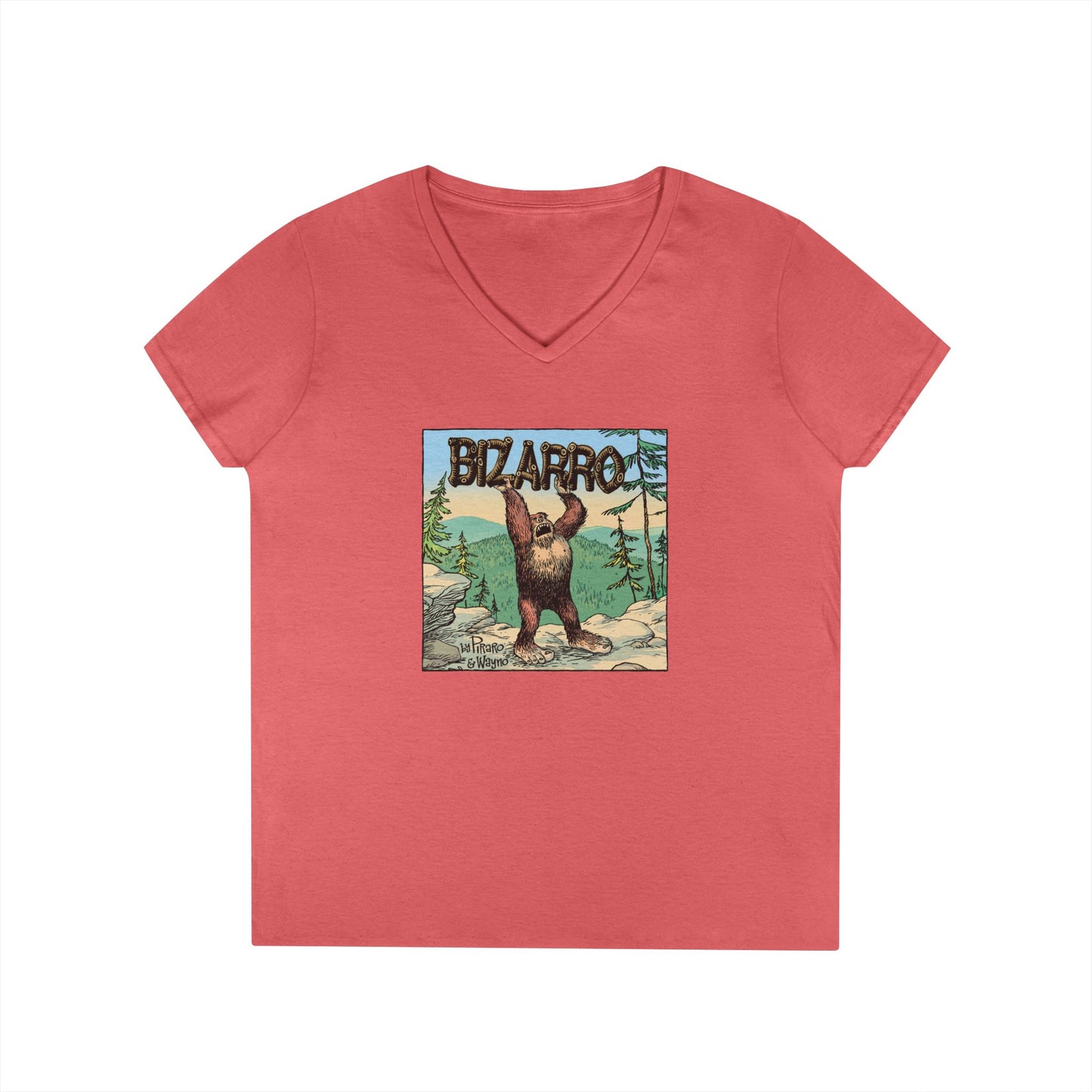 Bizarro Ladies' “Bigfoot Nature” V-Neck T-Shirt