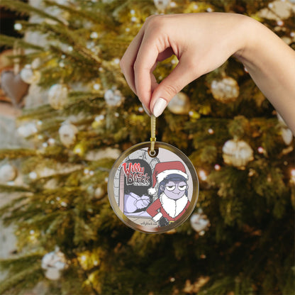 Willy Black Sassy Santa Glass Ornament