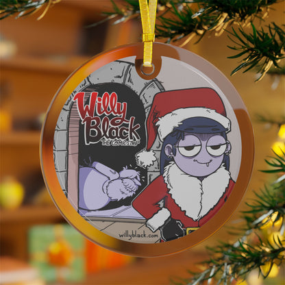 Willy Black Sassy Santa Glass Ornament