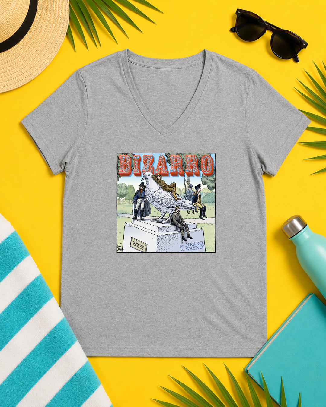 Bizarro Ladies' “Pigeon of Liberty” V-Neck T-Shirt