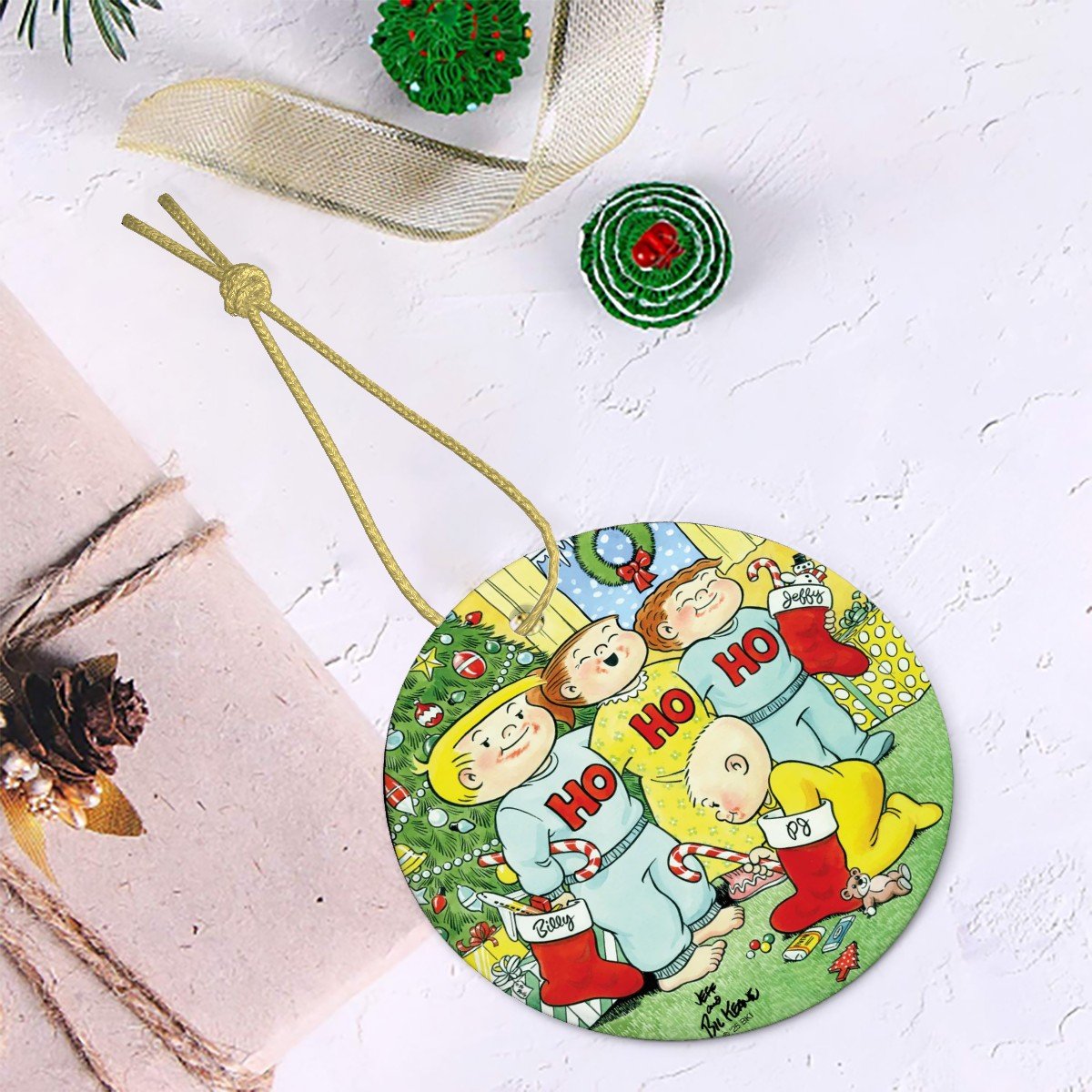 Oh What Fun with The Family Circus Ceramic Ornament