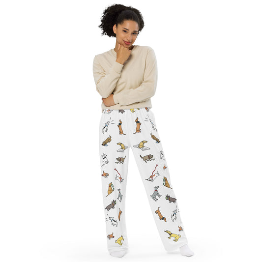 Rhymes With Orange "Dogs Everywhere" All-over print unisex wide-leg pants