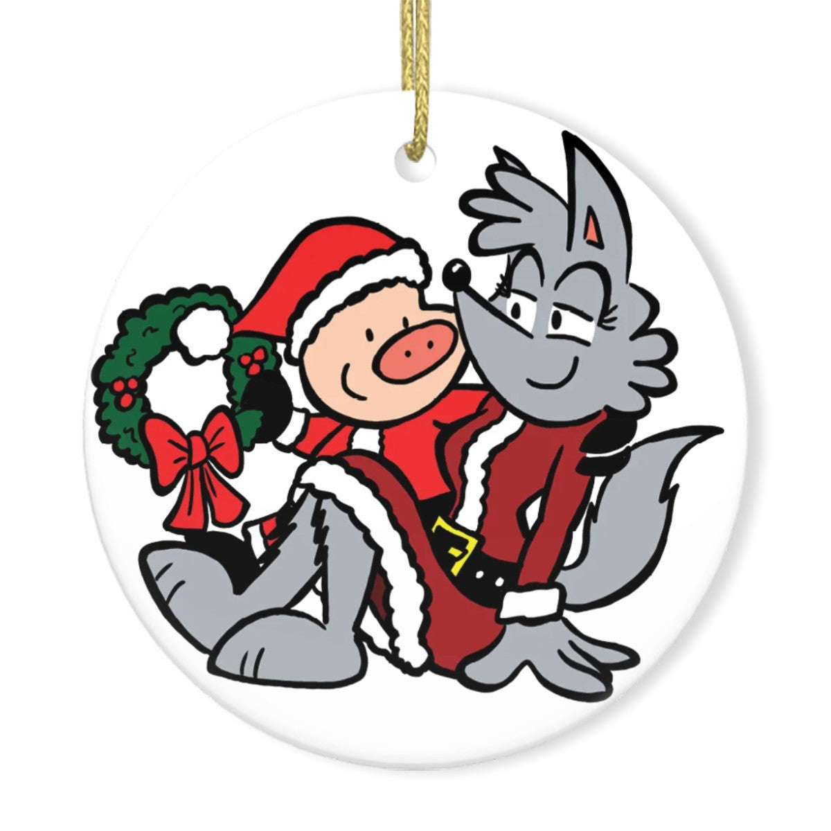 Suburban Fairytales "Huffin' Around the Mistletoe" Ceramic Ornament