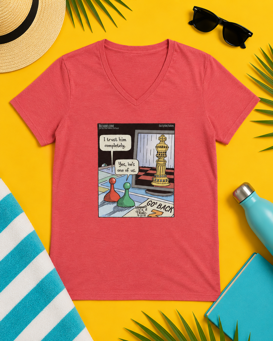 Bizarro Ladies' “Chess” V-Neck T-Shirt