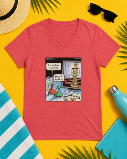 Bizarro Ladies' “Chess” V-Neck T-Shirt