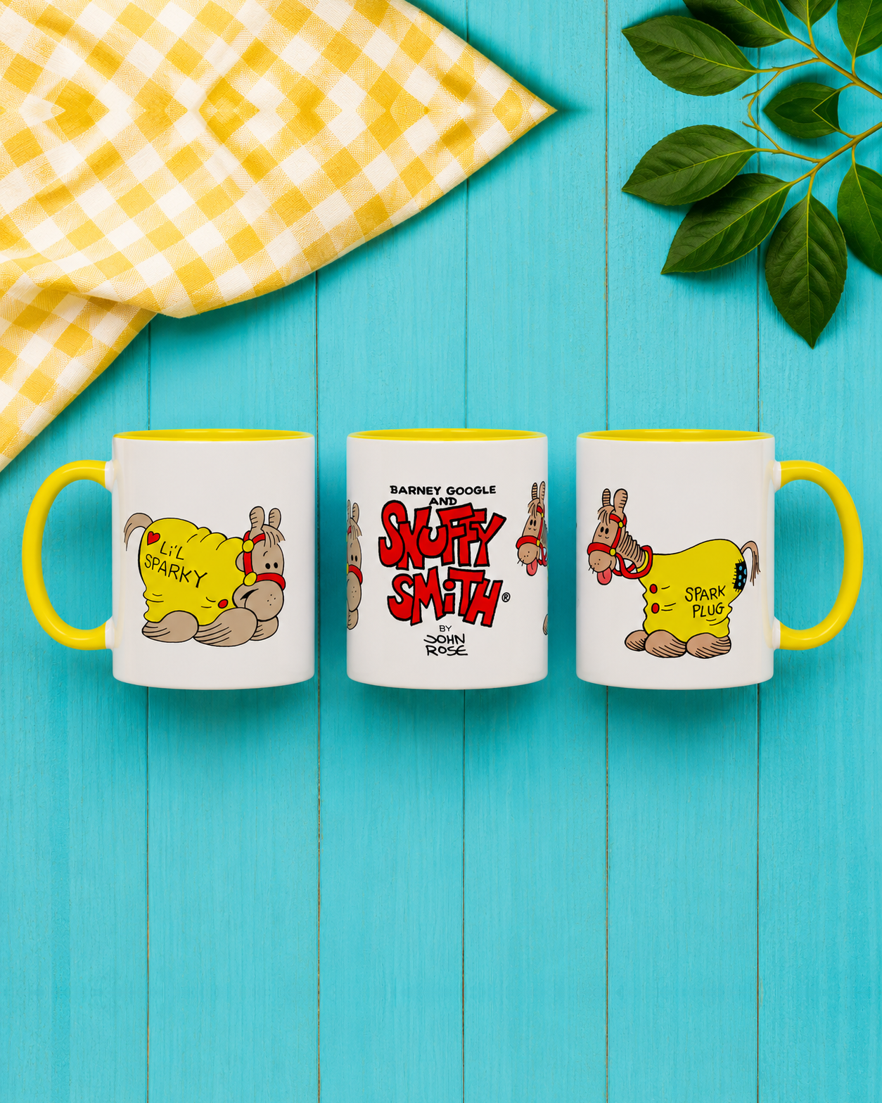 Barney Google and Snuffy Smith Lil' Sparky & Spark Plug Yellow Coffee Mug