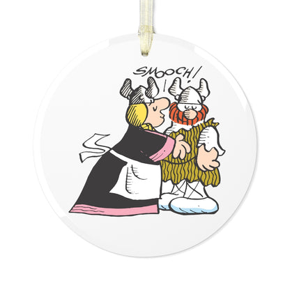 Hagar And Helga Smooch Glass Ornament