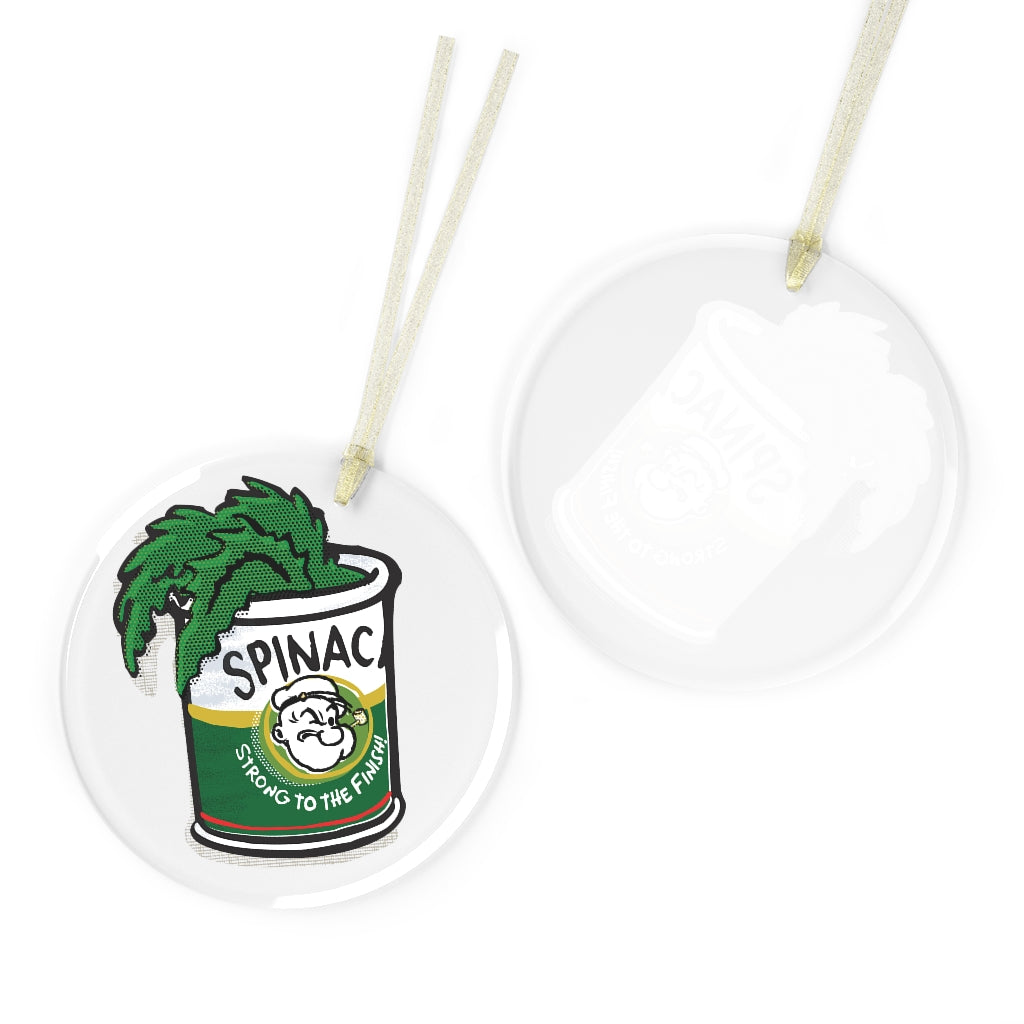 Popeye Spinach Can Glass Ornament