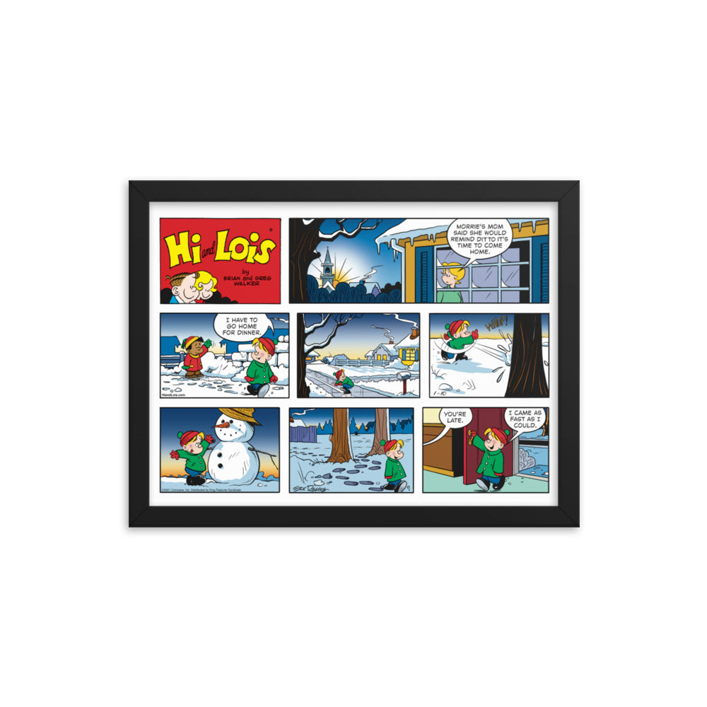 Hi and Lois “Snowman Night” Framed Print