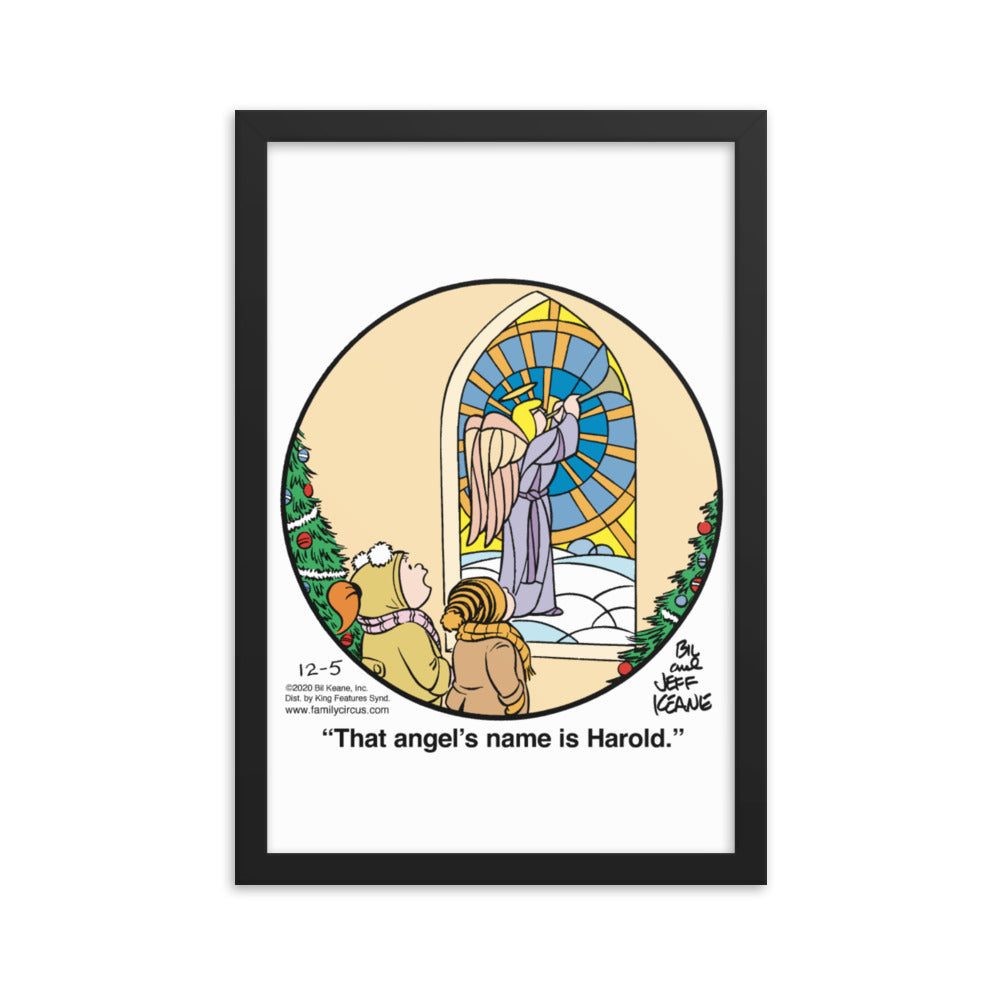Family Circus “That Angel’s Name Is Harold” Framed Print