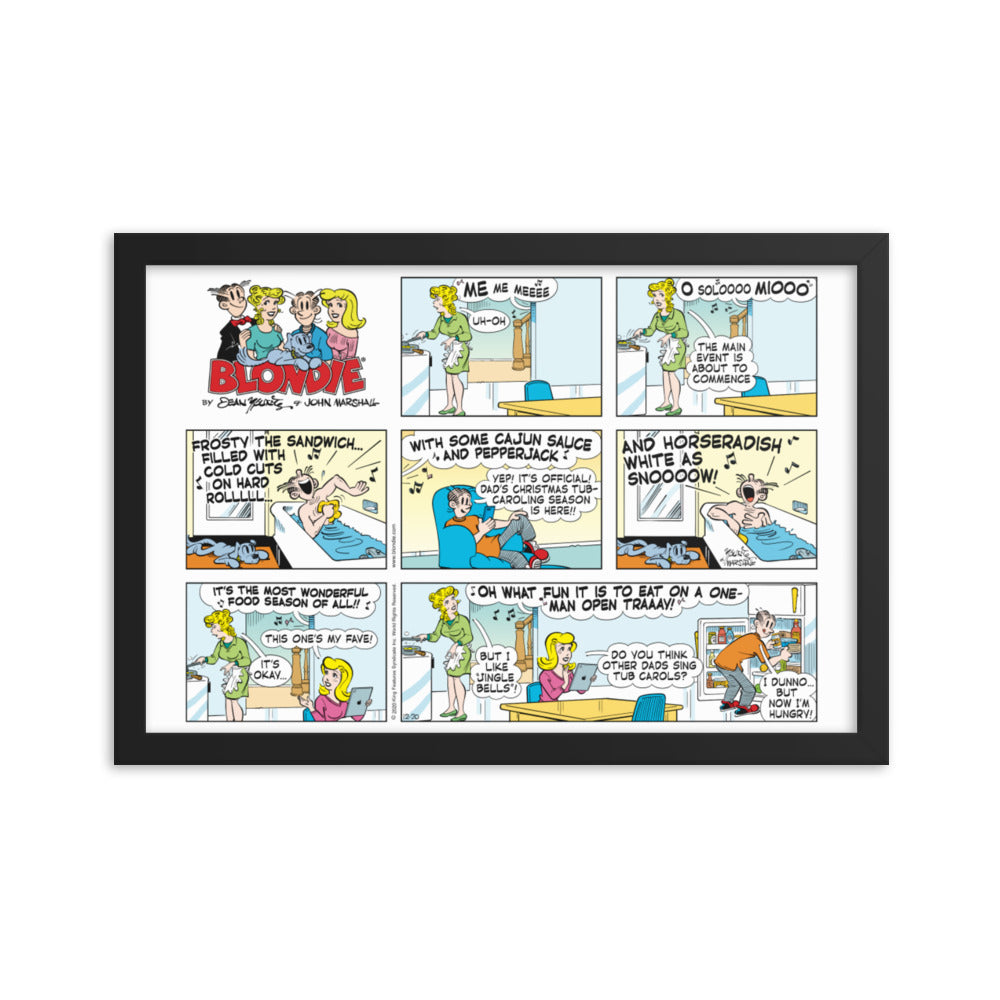 Blondie “Dagwood’s Christmas Sub-Carol” Framed Comic Strip Print