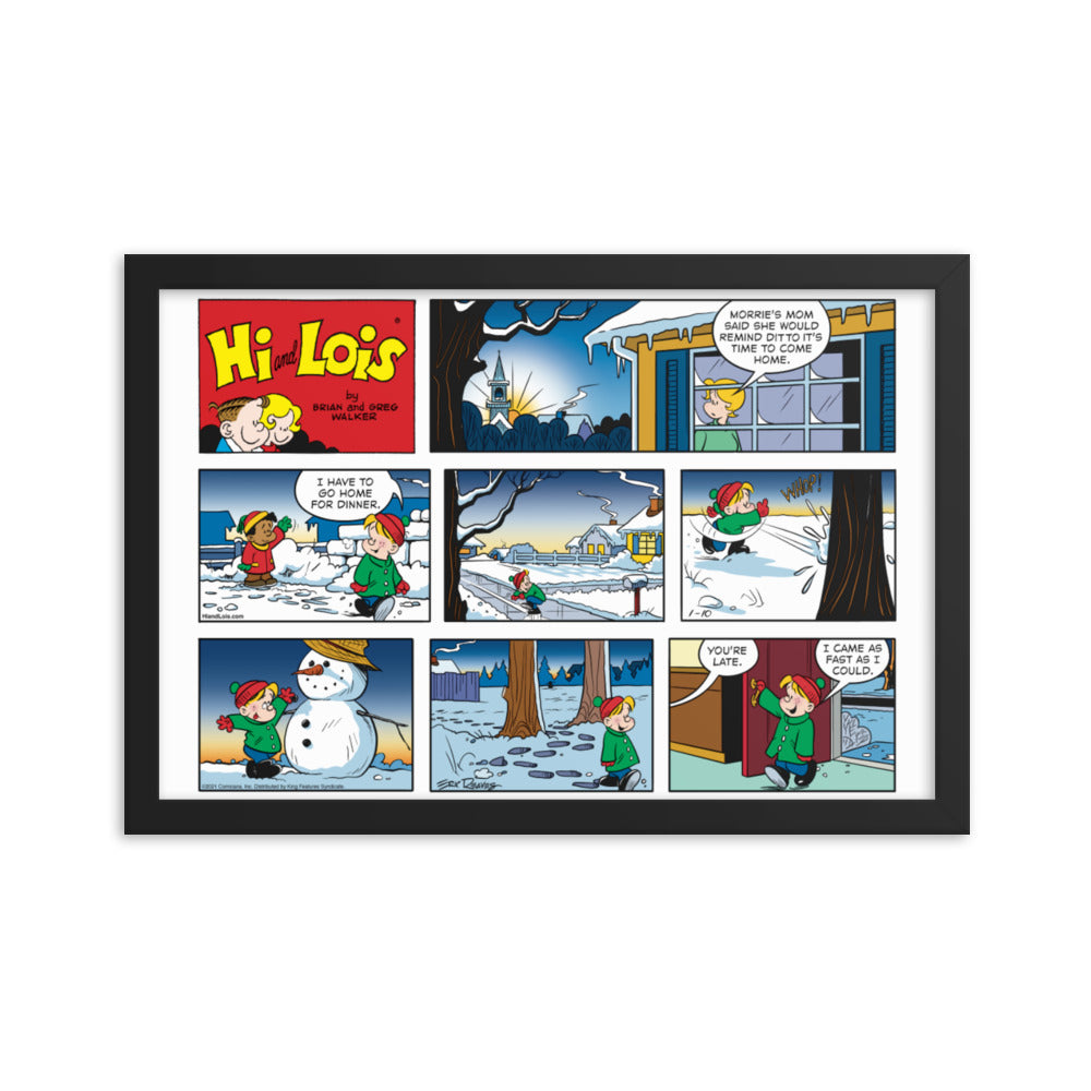 Hi and Lois “Snowman Night” Framed Print