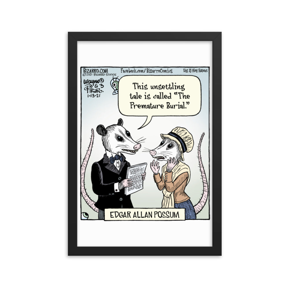 Bizarro “Edgar Allan Possum” Framed Print
