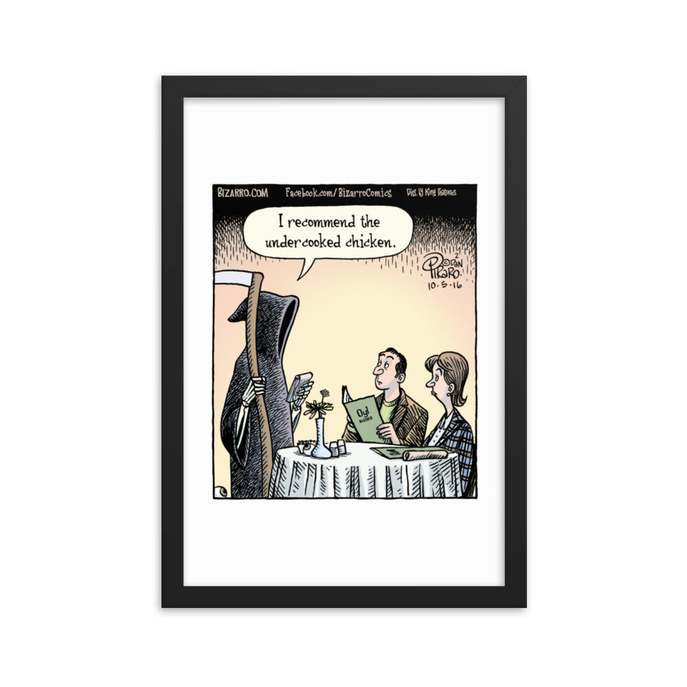 Bizarro “The Undercooked Chicken” Framed Print