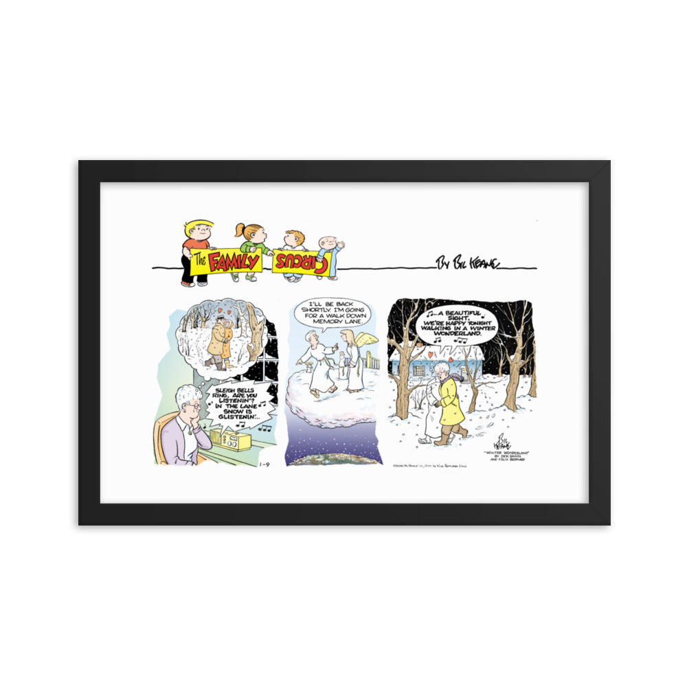 Family Circus “Sleigh Bells Ring” Framed Print