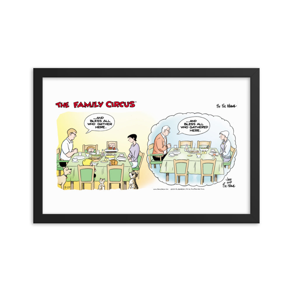Family Circus “Thanksgiving Grace” Framed Print