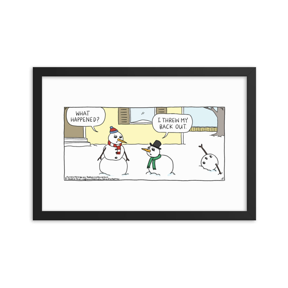 Rhymes With Orange “Threw My Back Out” Framed Print
